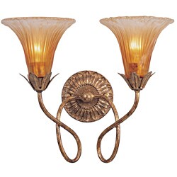 Traditional 2-light Gold Leaf Wall Sconce 