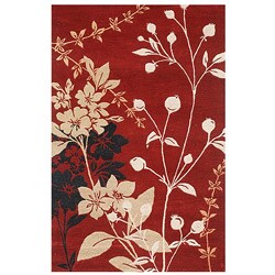Hand-tufted Floral Red Wool Rug (3'6 x 5'6)