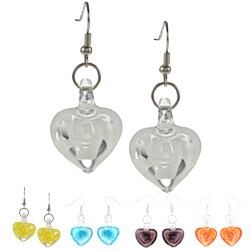Bleek2Sheek Steel White Glass Flower Heart Earrings