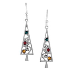 Silvermoon Sterling Silver Crystal Christmas Tree Earrings