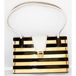 Navy Pine and Leather Handbag (Colombia)