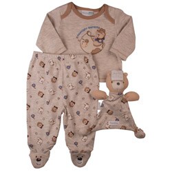 Vitamins Baby Boys Cowboy Bear Footed Pajama Set with Blanket Buddy
