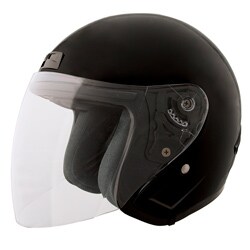 Fuel Helmets Black Open Face Helmet with Shield