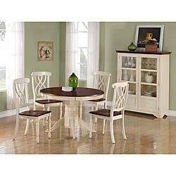 Antique White/ Walnut Veneer Pedestal Table