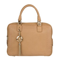 Versace Beige Leather Perforated Satchel