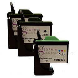Sophia Global Lexmark 16 and Lexmark 26 Black and Color Ink Cartridges (Pack of 3) (Remanufactured)
