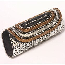 Fabric and Silver Embroidered Sequin and Crystal Patna Clutch (India)