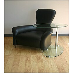 Roo Swivel Occasional Oval Clear Glass Table