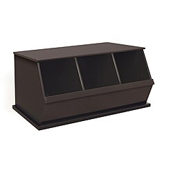 Three Bin Stackable Storage Cubby in Espresso