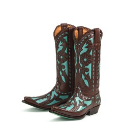 Lane Boots Women's Brown/ Turquoise 'Poison' Cowboy Boots