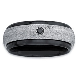 Black Ceramic and Stainless Steel Men's Black Diamond Accent Band