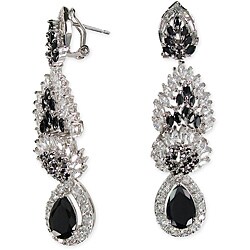 Cano Luxury Onyx and White Cubic Zirconia Earrings