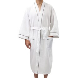 Leisureland Men's White Waffle Weave Spa Bathrobe