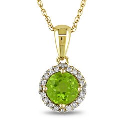 10k Yellow Gold Peridot and 1/10ct TDW Diamond Necklace (G-H, I2-I3)