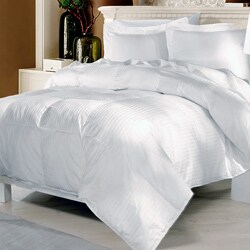 Damask Stripe Premium 284 Thread Count  White Down Comforter