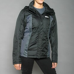 First Down Women's Black Two-tone Hooded Tech Jacket 