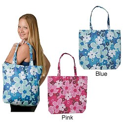 Flower Canvas Tote Bag with Zipper (China)