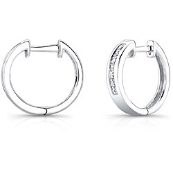 10k White Gold 1/4ct TDW Princess Diamond Hoop Earrings (H-I,I2-I3)