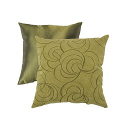 Pillow Perfect Decorative Green Velvet Swirls Square Toss Pillow