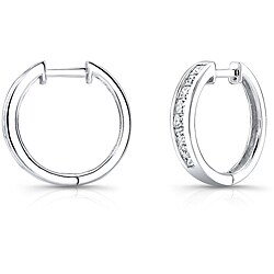 14k White Gold 1ct TDW Princess Diamond Hoop Earrings (H-I, I1)