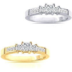 14k Gold 2ct TDW Princess Diamond Engagement Ring (I-J, I1-I2)