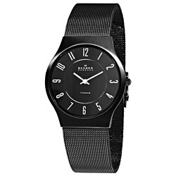 Skagen Men's Titanium Black Dial Mesh Watch 