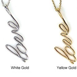 14k White Gold 'Love' Necklace