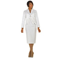 Divine Apparel Women's Two-piece Mock Vest Shantung Skirt Suit