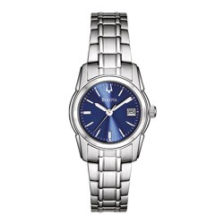 Bulova Women's Stainless Steel Blue Dial Watch 