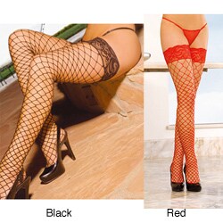 Emaje' Women's Fence Net Thigh High 6-cm Lace Top 'Stay Up' Stockings (Set of 2)