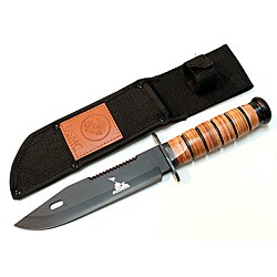 Defender 12-inch Black Carbon Steel Heavy Duty Hunting Knife with Sheath