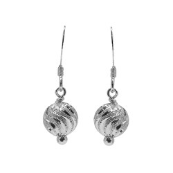 Sterling Silver Laser Ball Design Drop Dangle Earrings