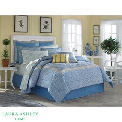 Laura Ashley 'Prescot' Blue/Yellow 3-Piece King Duvet Cover Set