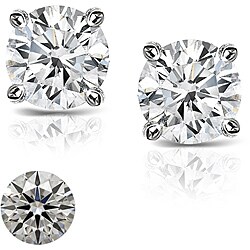 Platinum 2ct TDW Hearts and Arrows Diamond Stud Earrings (J-K, SI1-SI2)