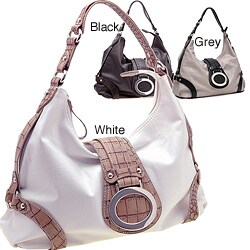 Dasein Two-tone Croco Trimmed Faux leather Hobo Bag