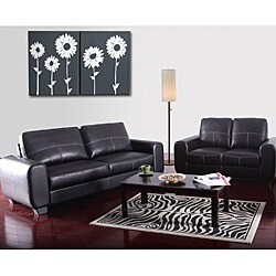 Black Leather Sofa and Loveseat Set