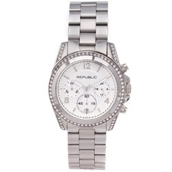 Republic Women's Stainless Steel Glitz Chronograph Watch