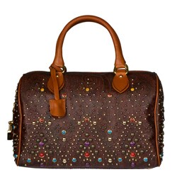 Etro Brown Studded Bowler Handbag