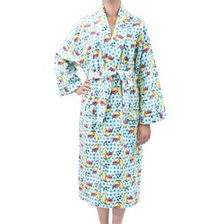 Leisureland Sleepy Kitty Cat Print Cotton Flannel Fashion Robe