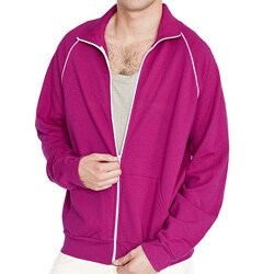 American Apparel Unisex Raspberry/ White California Fleece Track Jacket (X-large)