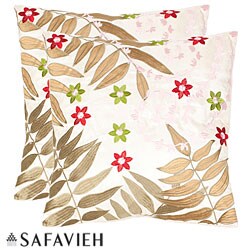 Motif 18-inch Cream/ Green Decorative Pillows (Set of 2)