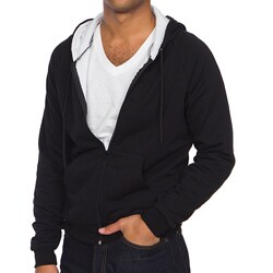American Apparel Unisex Black/ White California Fleece Thermal-lined London Hoodie