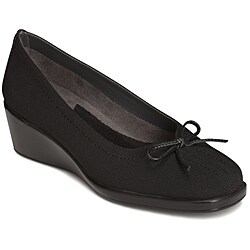 A2 by Aerosoles Women's 'Totem Pole' Black Fabric Slip-on Wedges