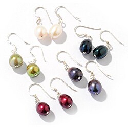 Sterling Silver Dyed Freshwater Baroque Pearl 5-pair Earring Set