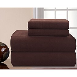 Pointehaven Solid Chocolate Heavy Weight Flannel Sheet Set 