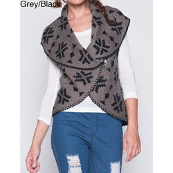 Elan Women's Cotton Aztec Print Reversible Wrap Vest