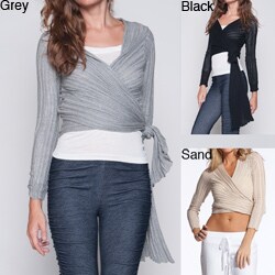 Elan Women's Pleated Convertible Wrap Sweater