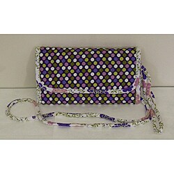 Laura Ashley Quilted Cotton Tri-fold Purple Dot Clutch