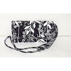 Laura Ashley Quilted Cotton Black Floral Tri-fold Clutch 
