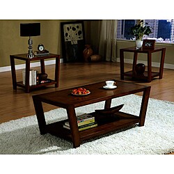 Medium Brown Veneer 3-piece Occasional Table Set